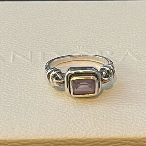 Silpada Silver Ring with Lavender Square Gemstone and Knot Accents
